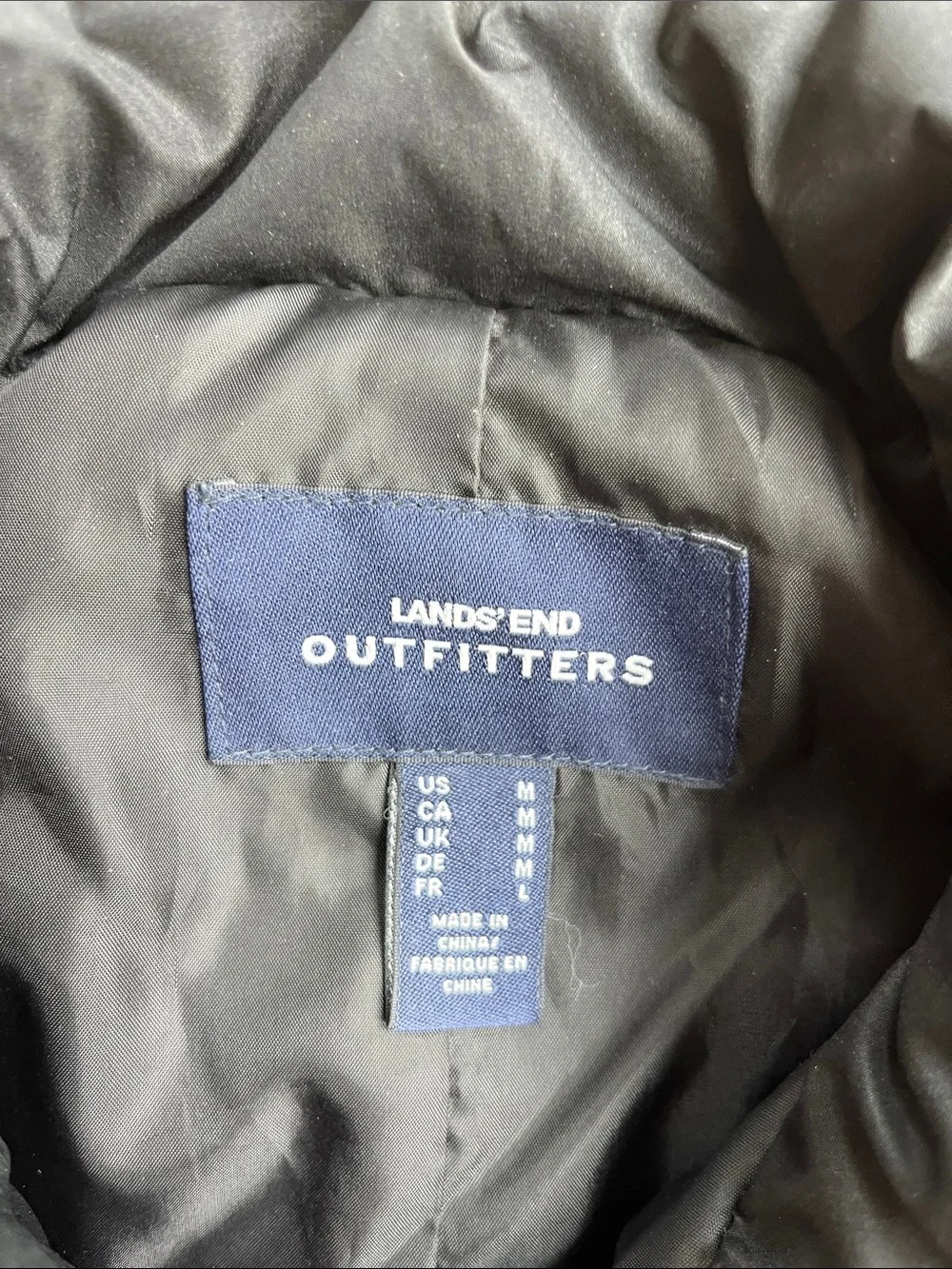 Lands' End Black Quilted Puffer Vest Size M